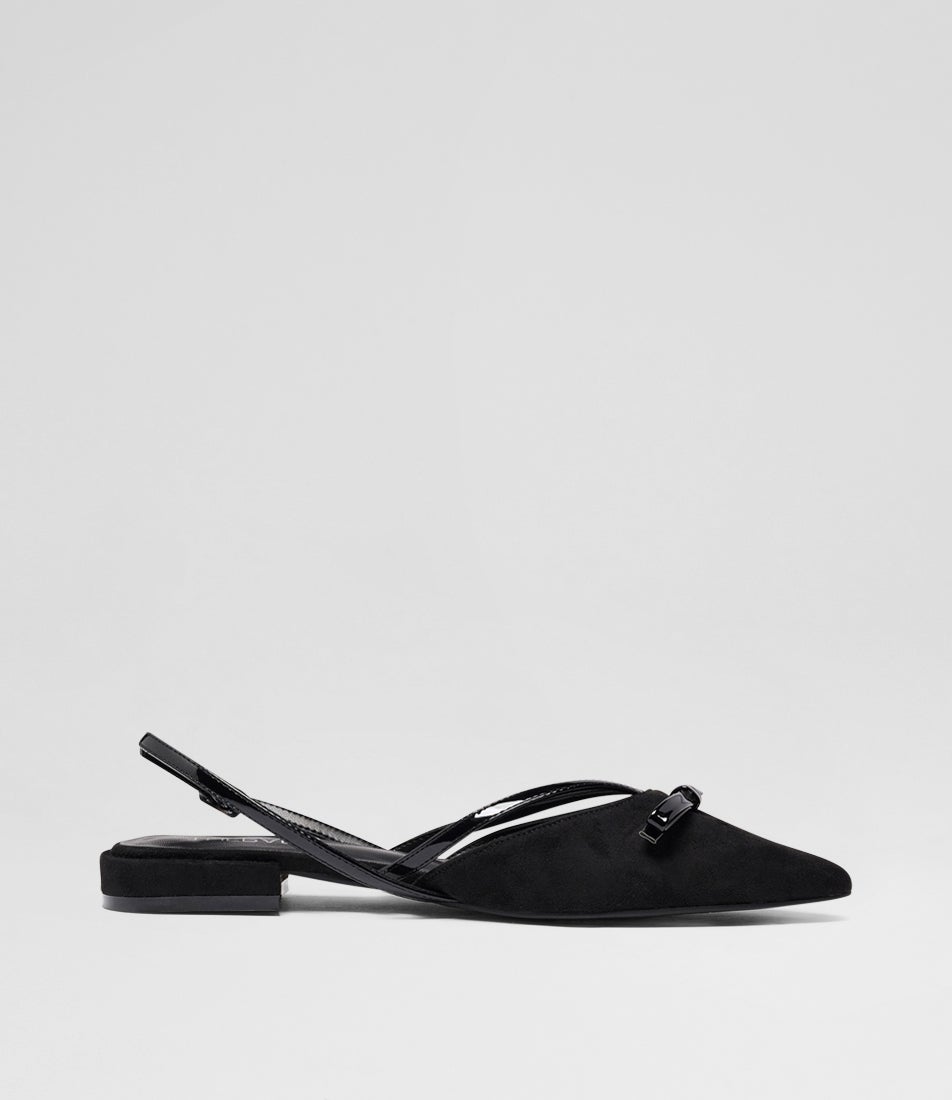 Lalaa Black Microsuede Flat Shoes