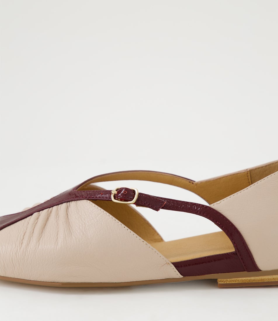 Sebba Wine Nude Patent Leather Flat Shoes