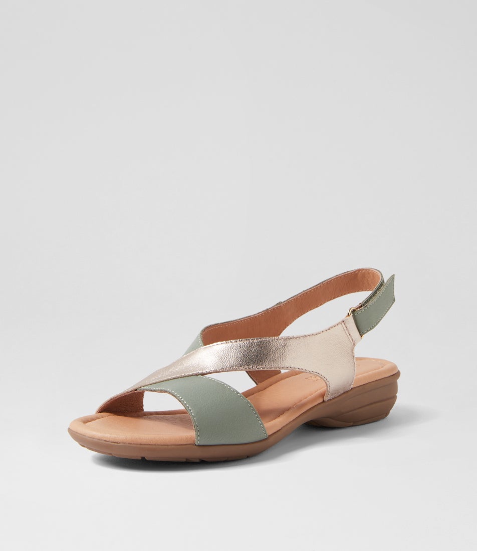 Bensin Sage Platinum Leather Sandals