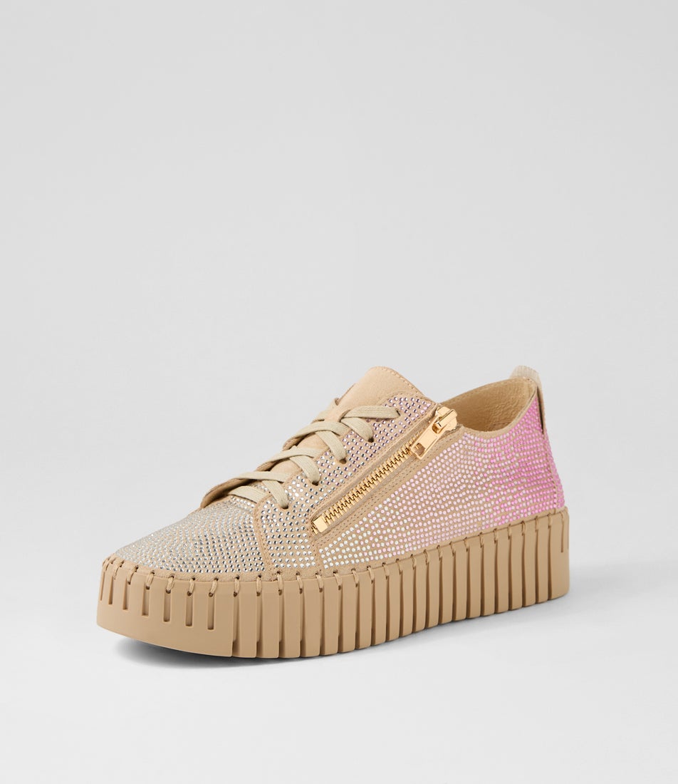 Beatricey Nude Rose Leather Sneakers