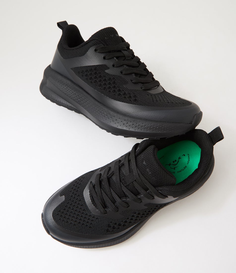 Burst Junior B Lace Black Knit Sneakers
