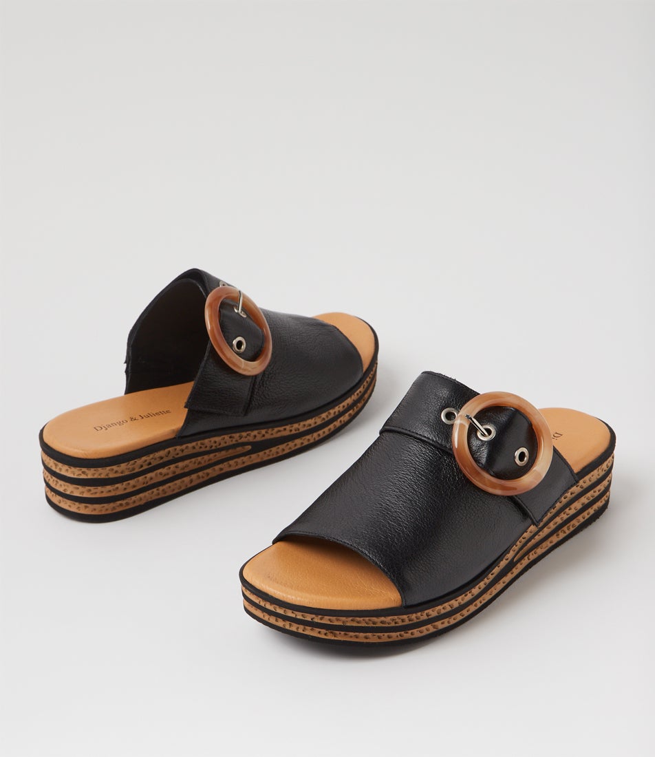 Cosmoso Black Leather Slides