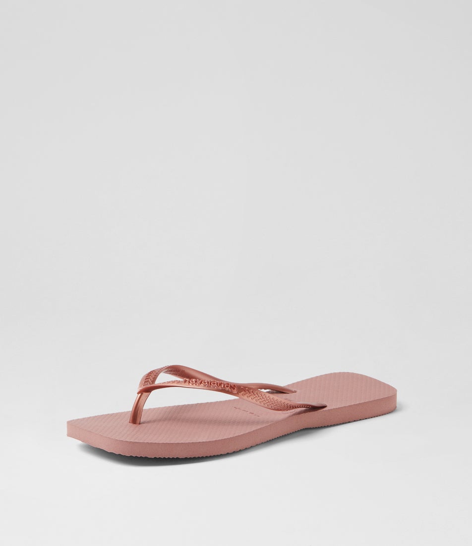 Slim Square Rose Rubber Thongs