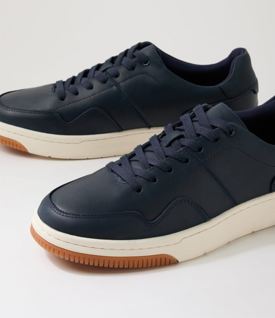 Pablo Navy Leather Lace Up Flats
