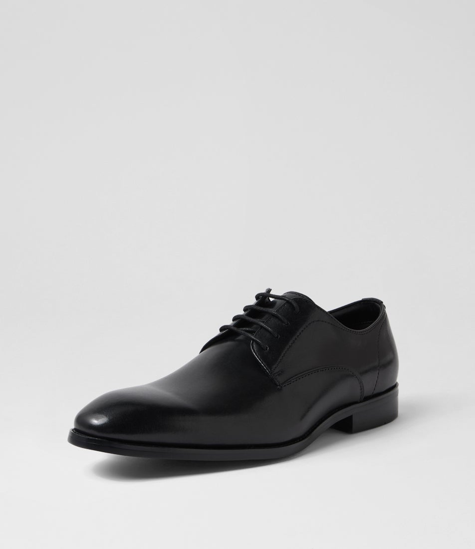 Joust Black Leather Lace Up Flats