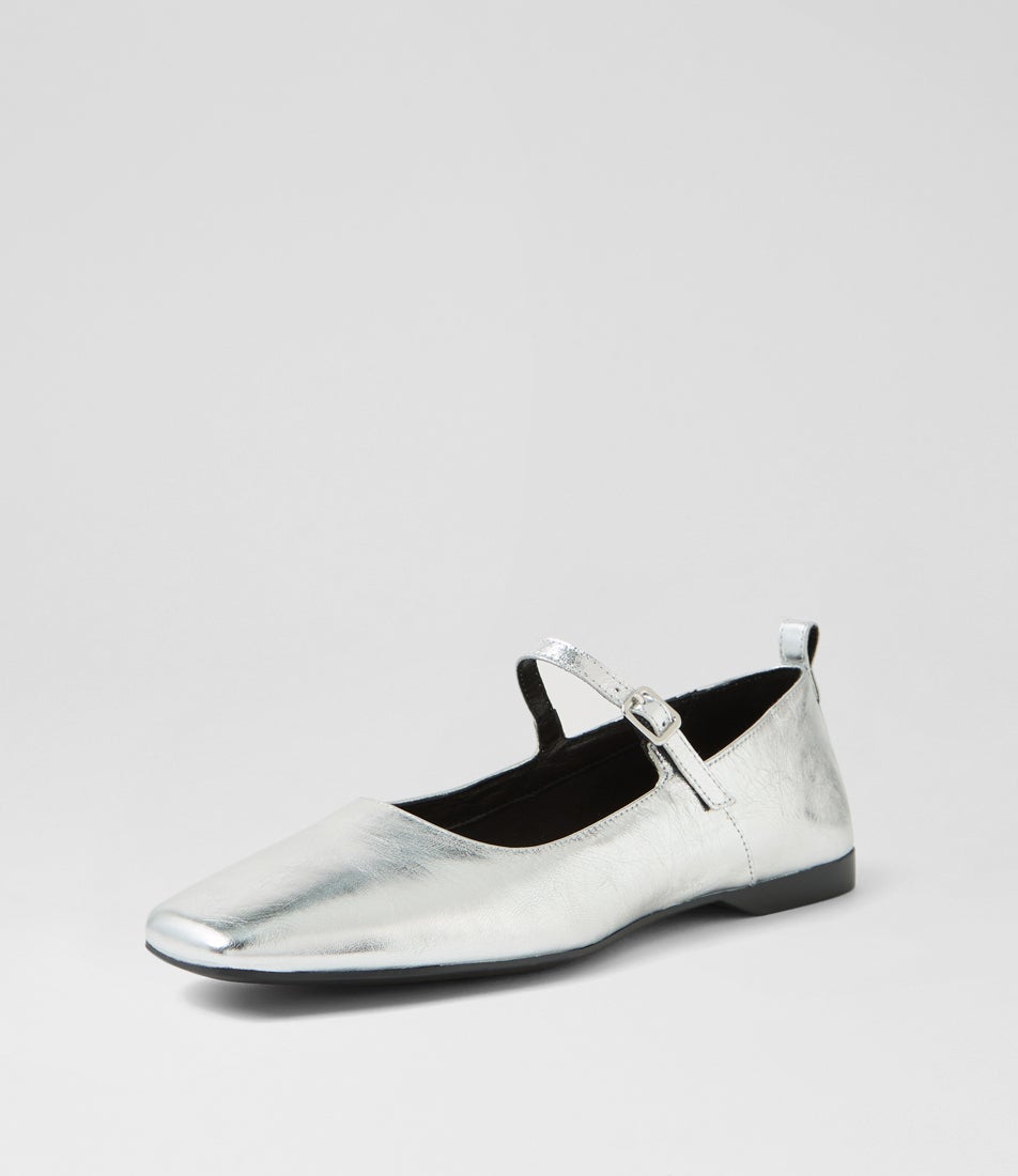 Delia Silver Leather Ballet Flats