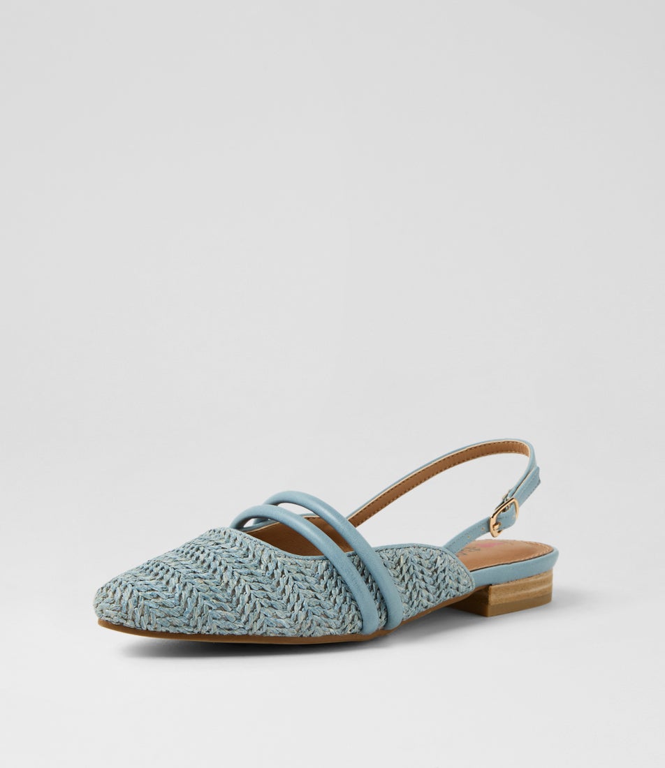 Antees Denim Synthetic Raffia Flat Shoes Antees Denim Synthetic Raffia Flat Shoes