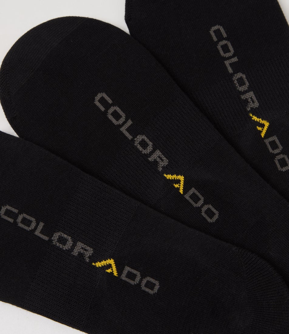 3pk Invisible Plain Black Cotton Socks