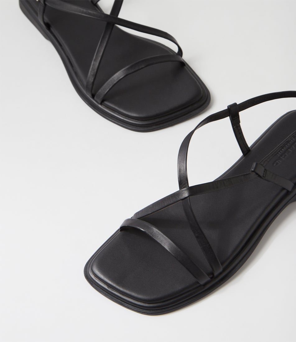 Izzy Black Leather Sandals
