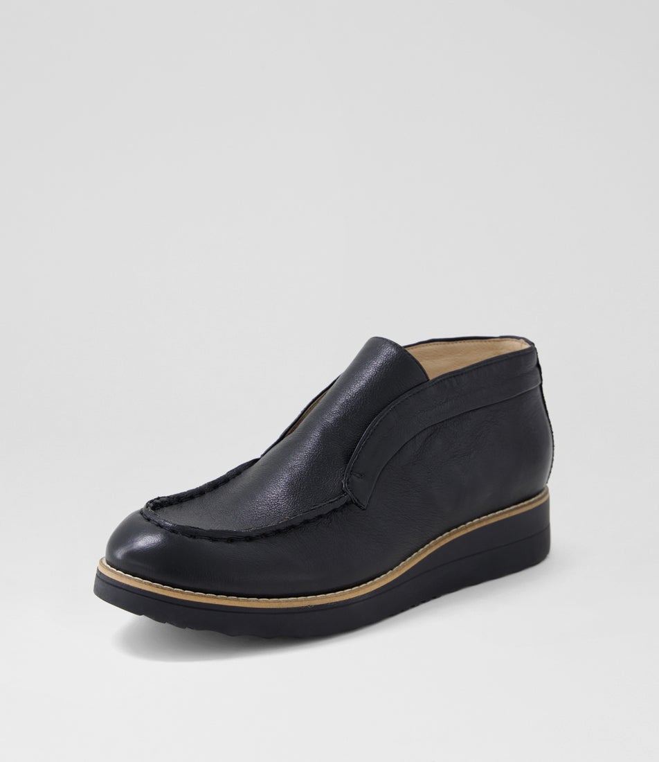 Onott Black Leather Ankle Boots