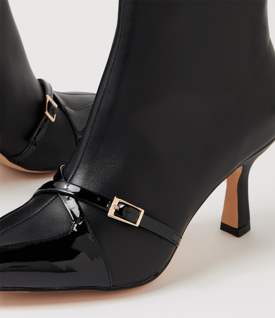 Lasmin Black Patent Leather Ankle Boots