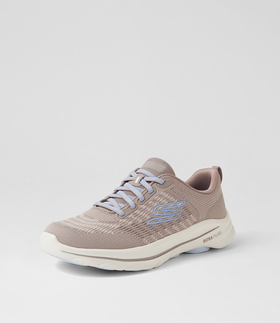Go Walk 8 Pr Taupe Blue Fabric Sneakers