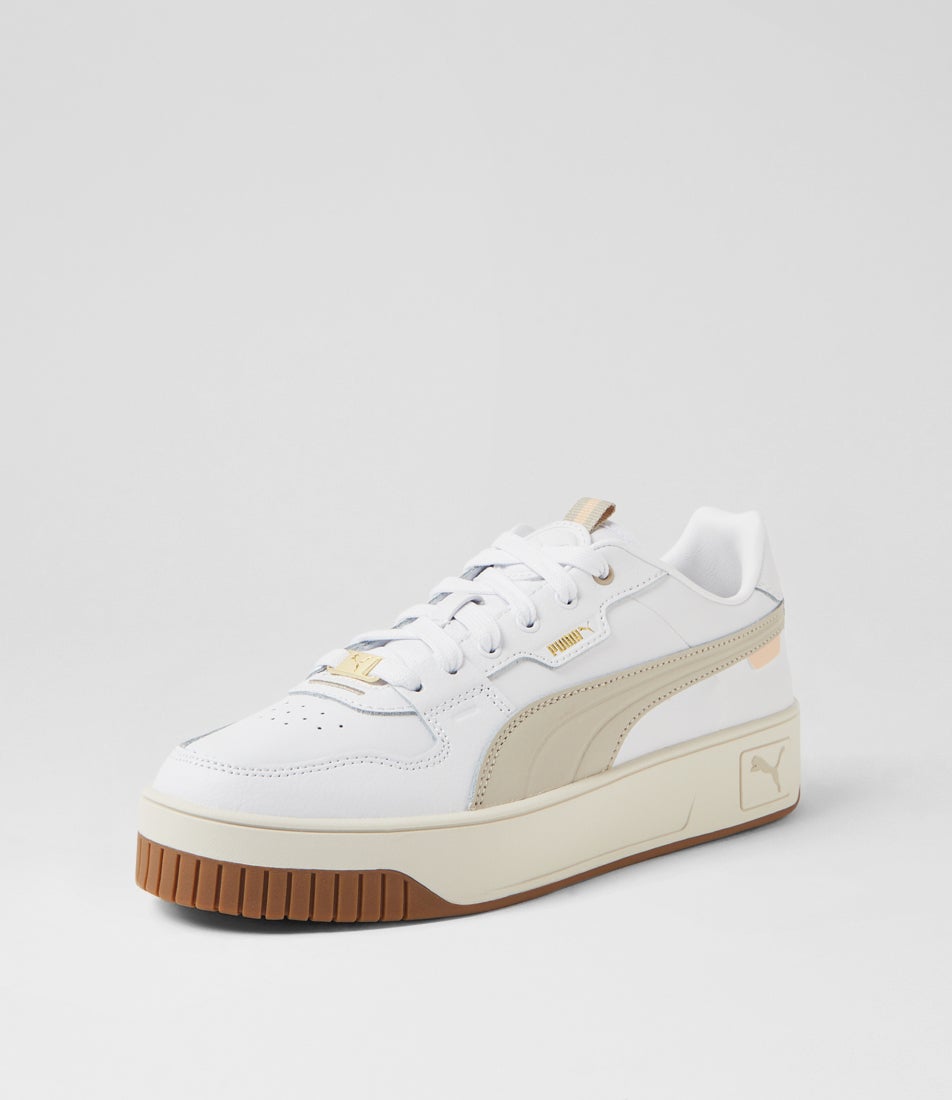 Carina Street Lux W White Desert Dust Gold Leather Sneakers