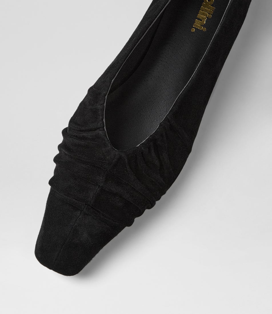 Otage Black Leather Flat Shoes