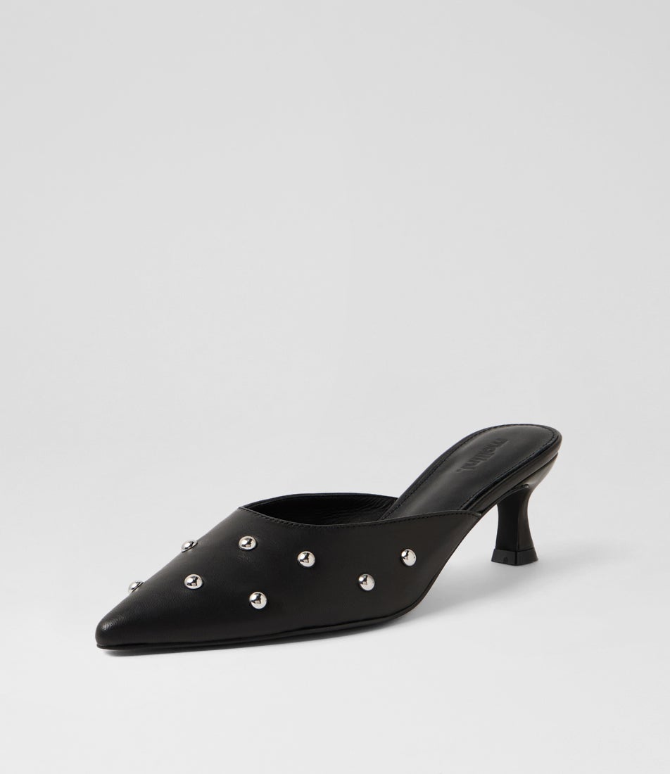 Gissello Black Leather Heels