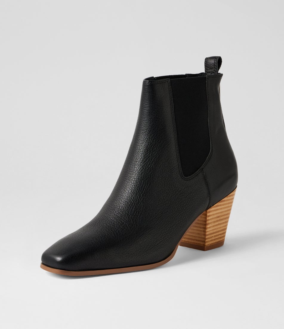 Rolmy Black Natural Leather Ankle Boots