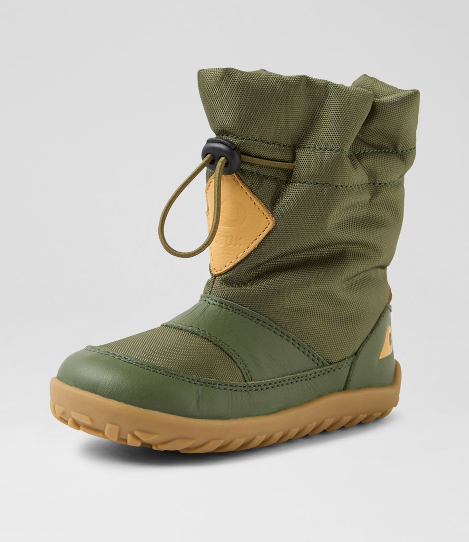 Su Paden Waterproof Toddler Bronze Green Leather Fabric Ankle Boots