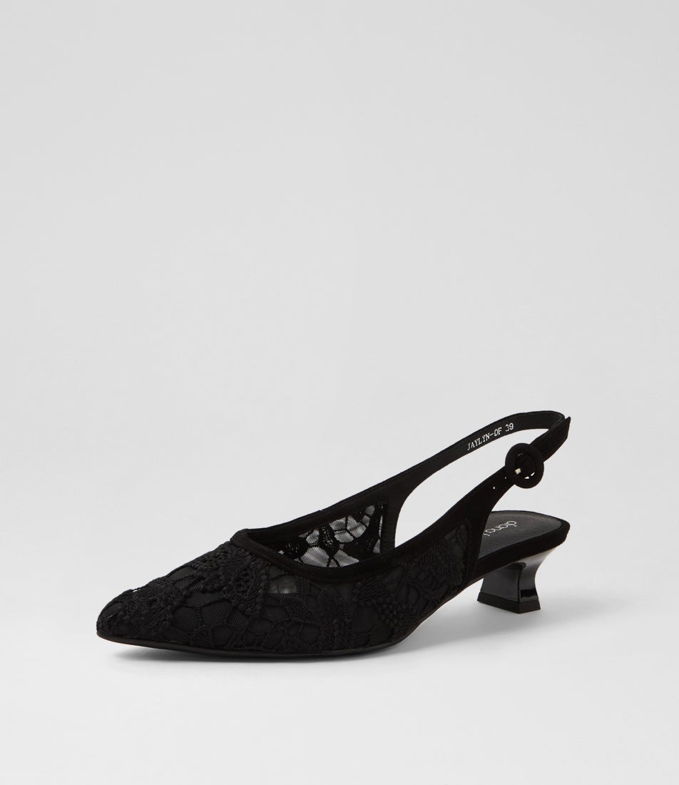 Jaylyn Black Braid Leather Heels Jaylyn Black Braid Leather Heels