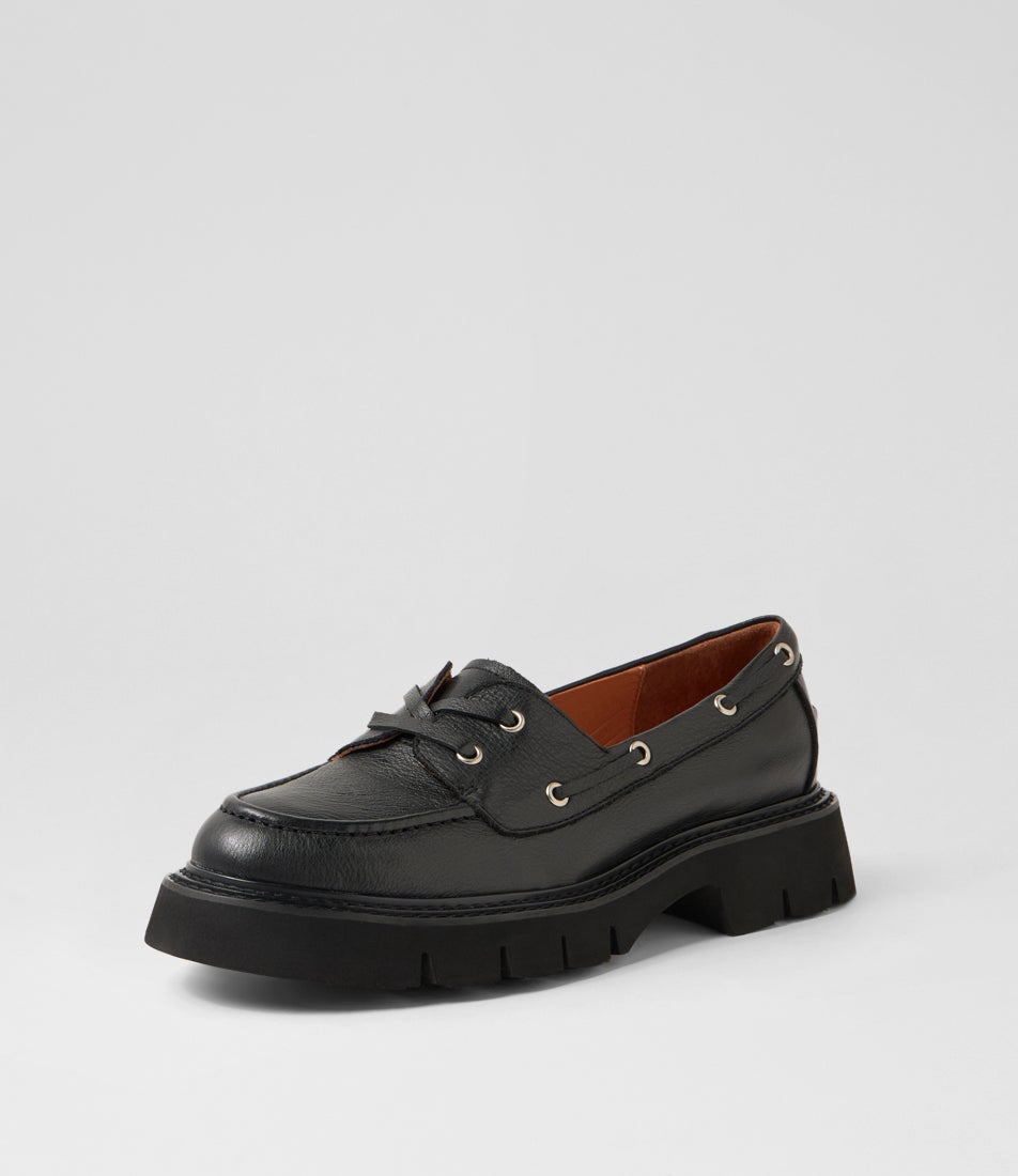 Kutee Black Leather Loafers