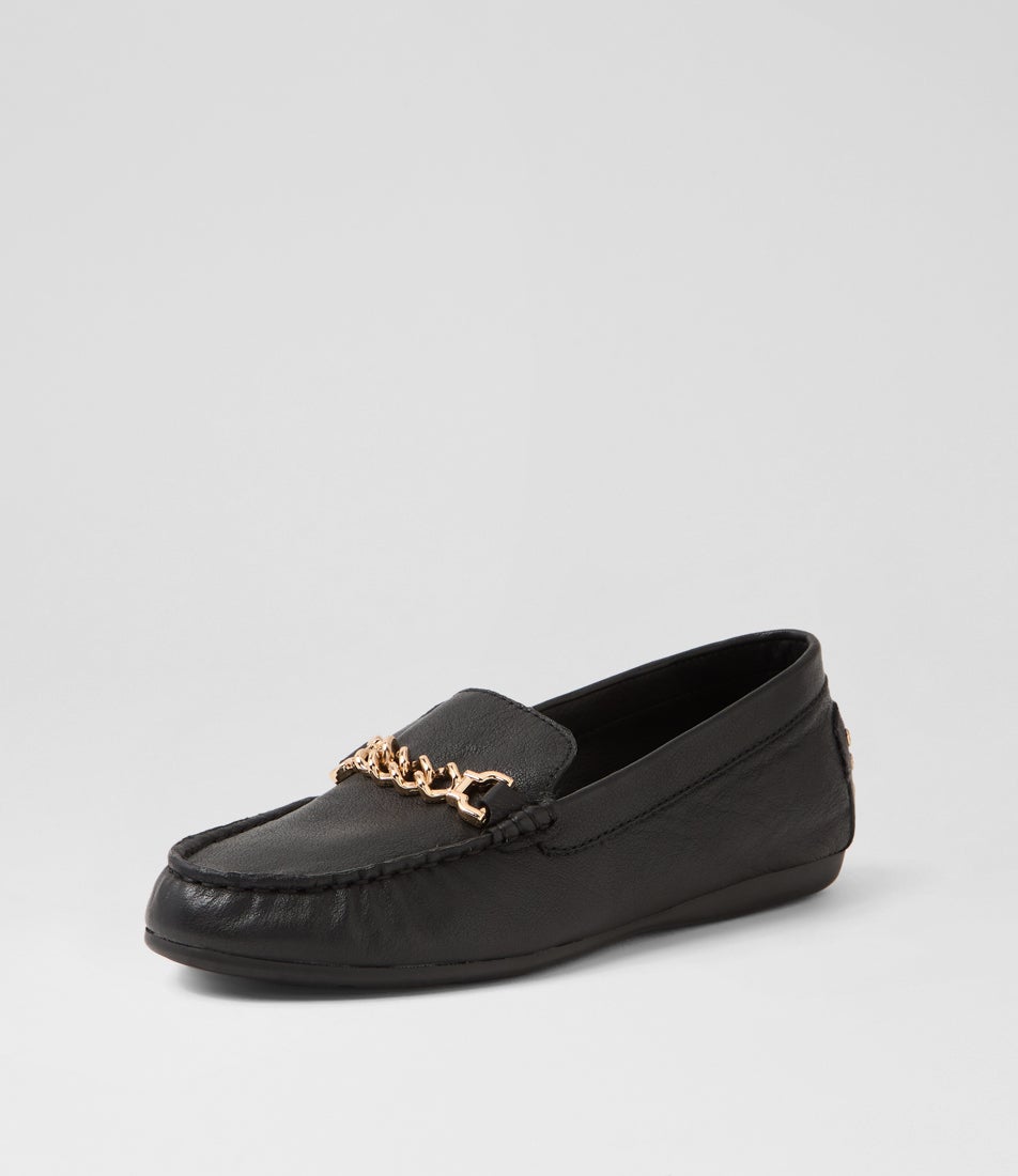 Eroll Black Leather Flat Shoes
