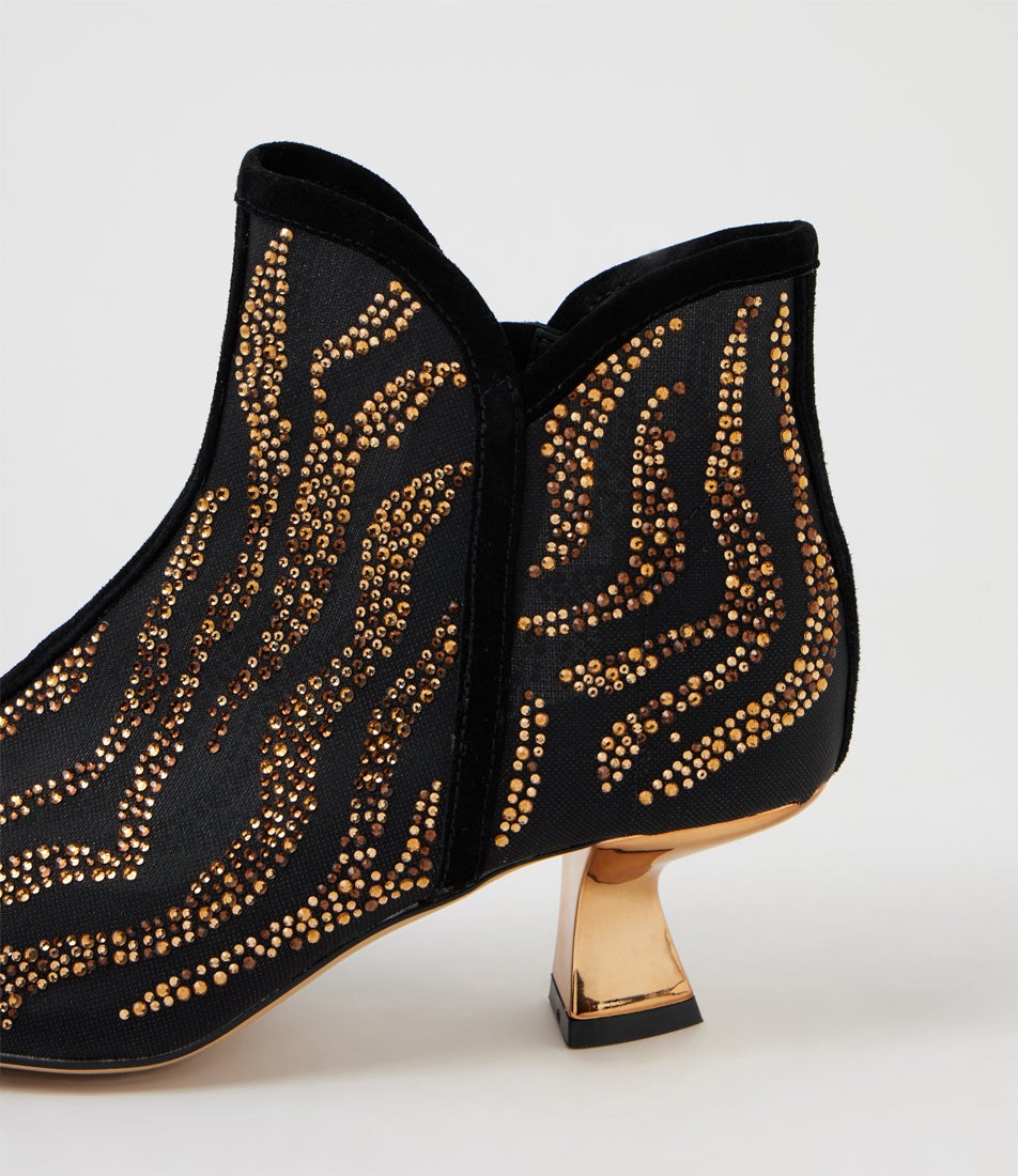 Langso Black Bronze Multi Ankle Boots