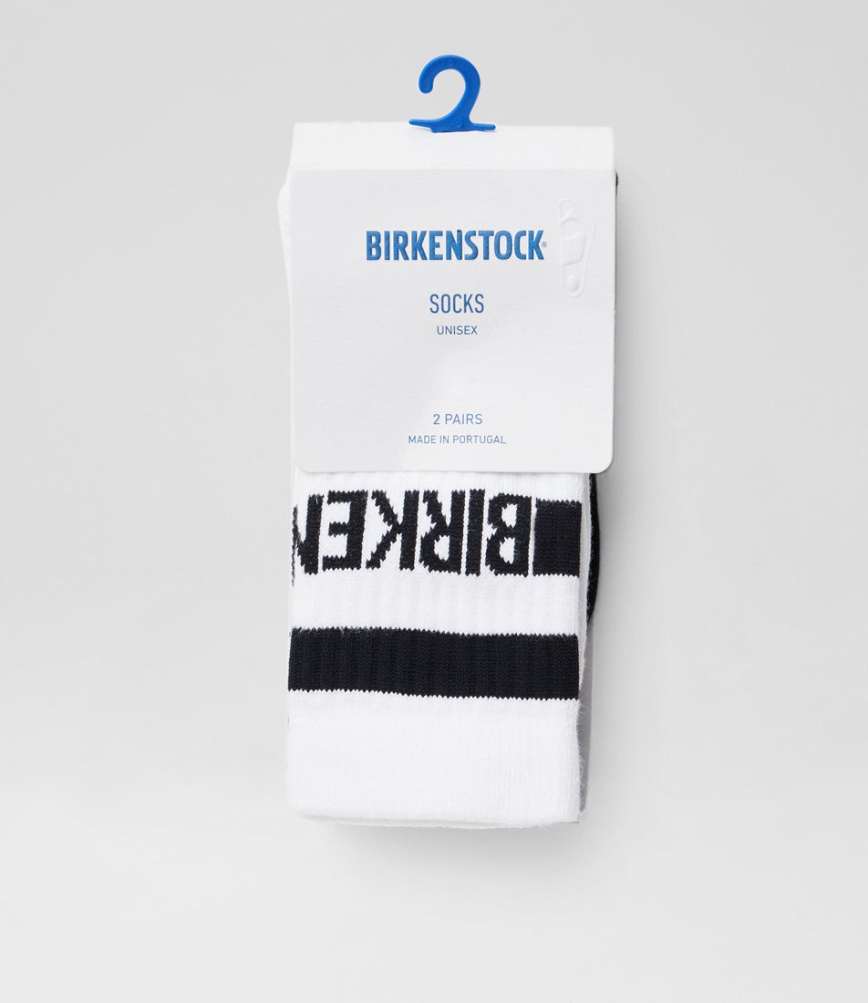Cotton Stripe Socks 2 Pack Black White Socks