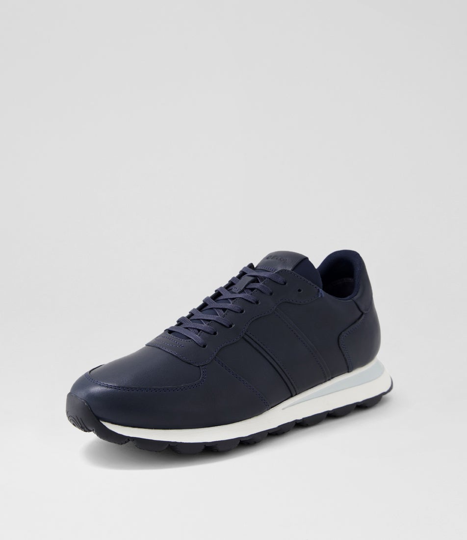 U Spherica Vseries B Navy Leather Sneakers