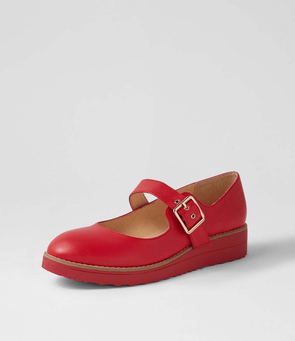 Ohgees Red Leather Flat Shoes
