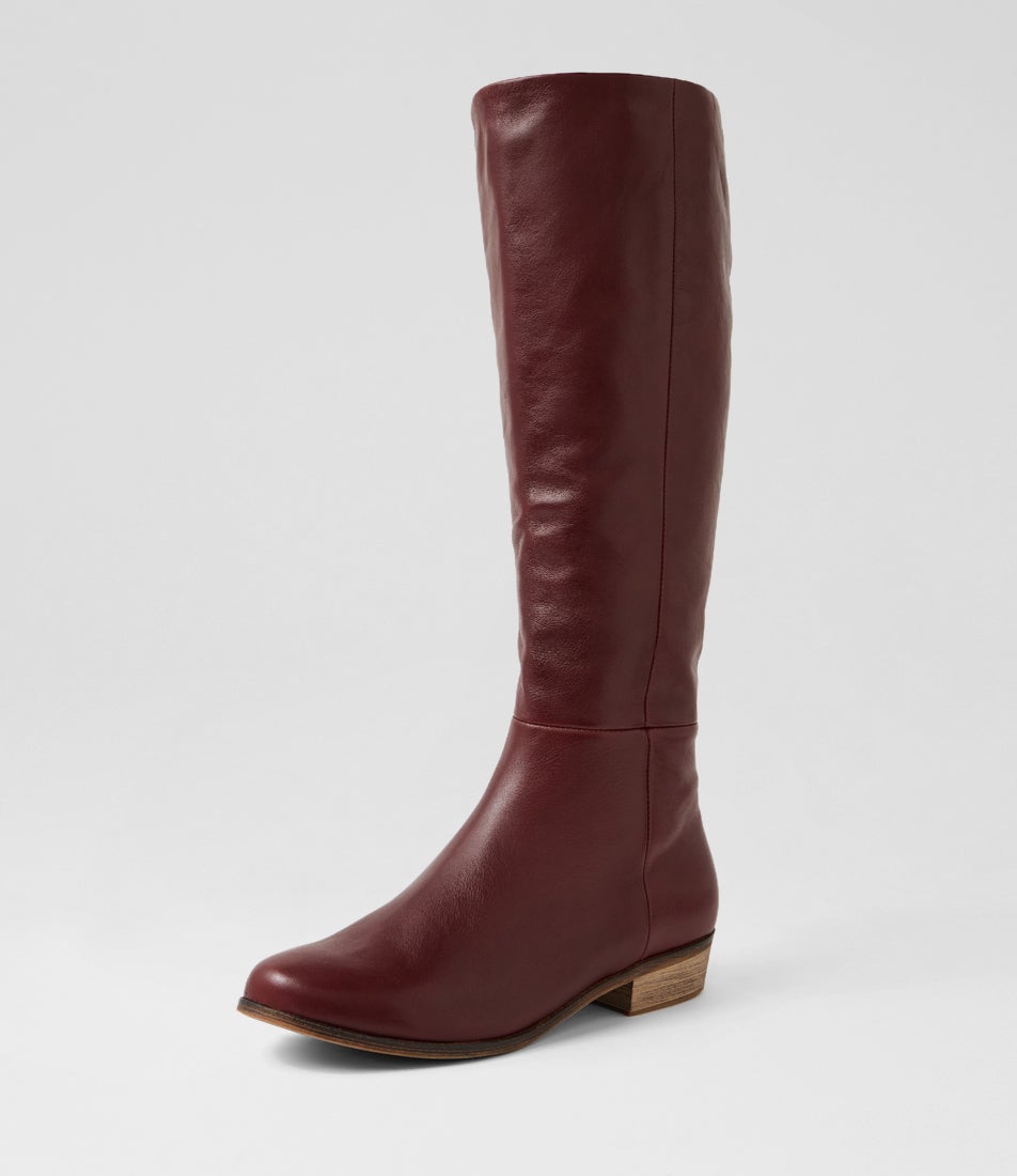 Strath Burgundy Leather Knee High Boots