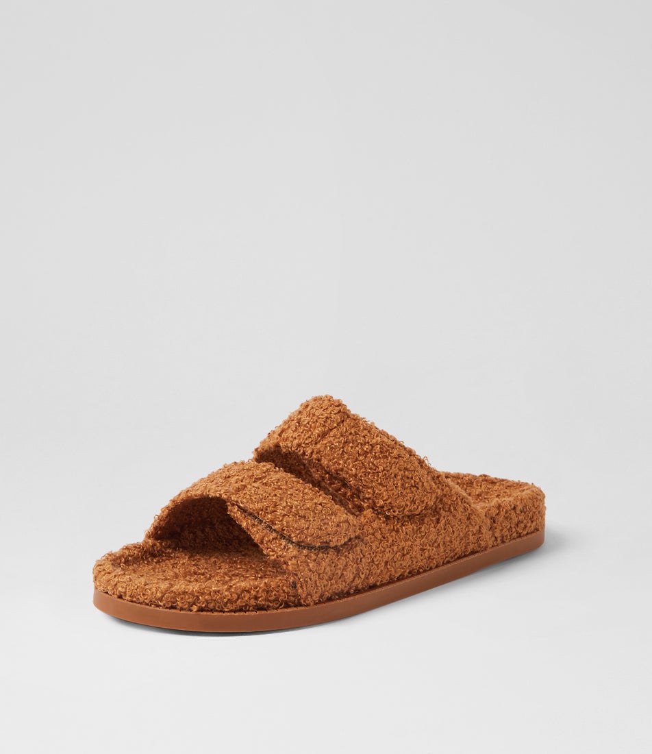 Evu Caramel Fabric Slides
