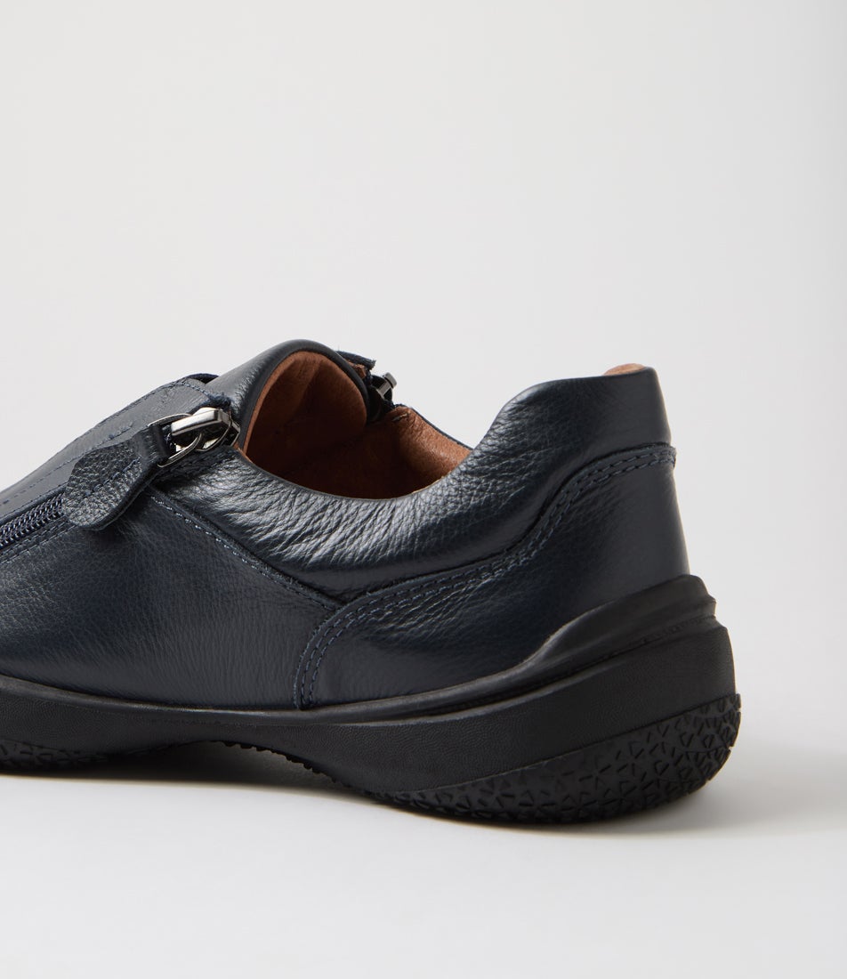 Sloanis Navy Leather Flat Shoes