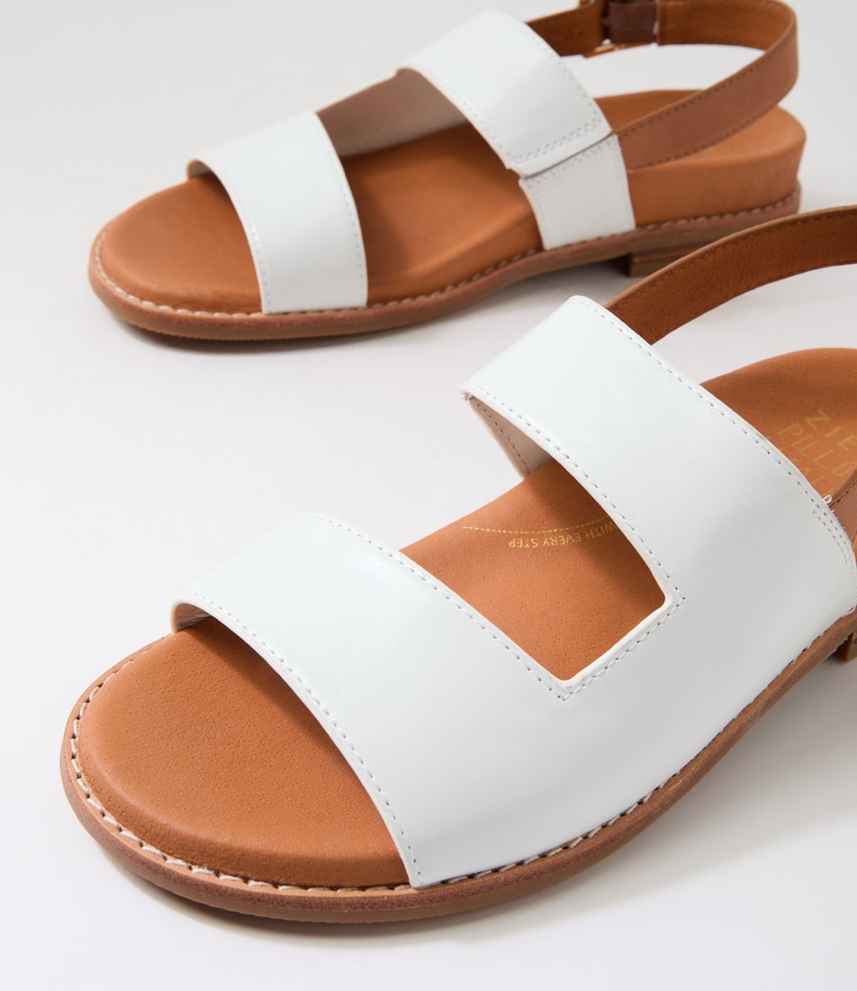 Junro W White Tan Leather Sandals