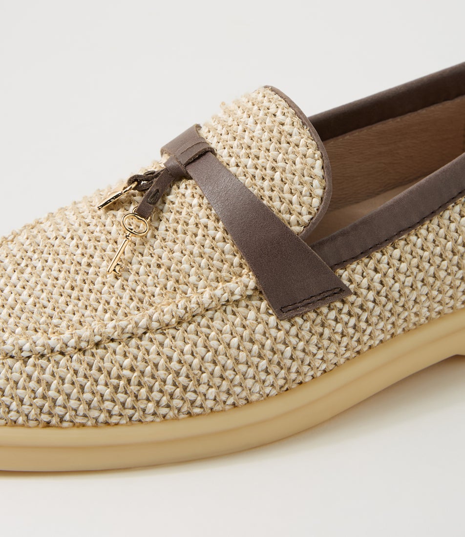 Lightsy Latte Choc Synthetic Raffia Leather Loafers