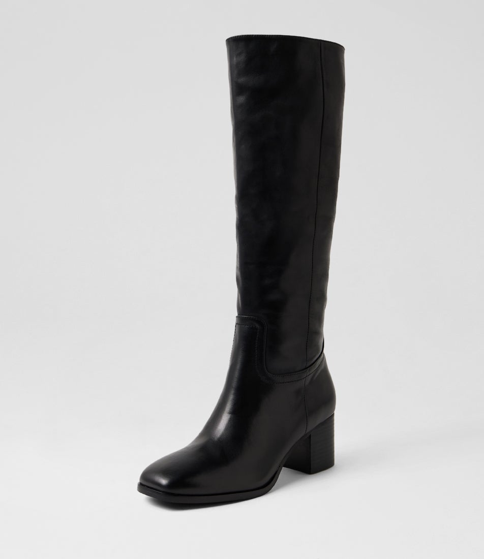 Zaez Black Leather Knee High Boots