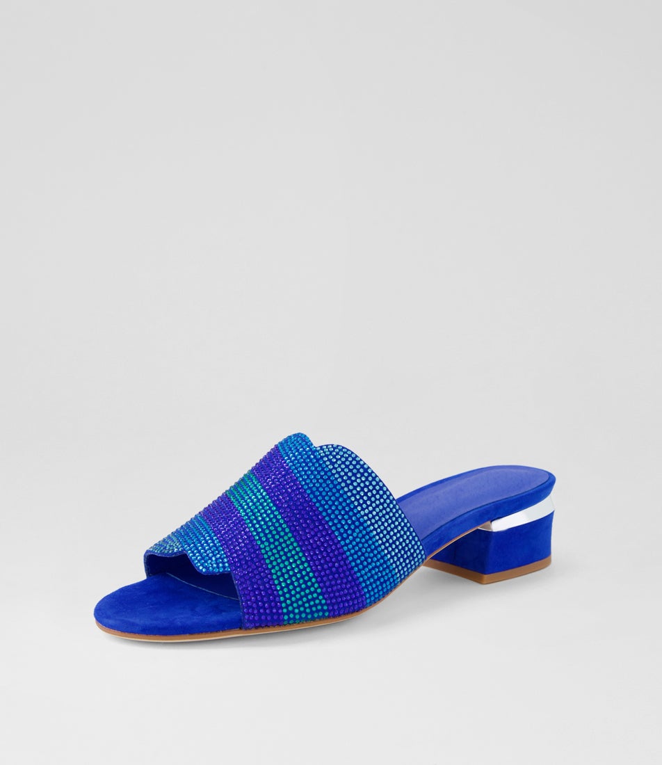 Tonda Blue Multi Suede Sandals