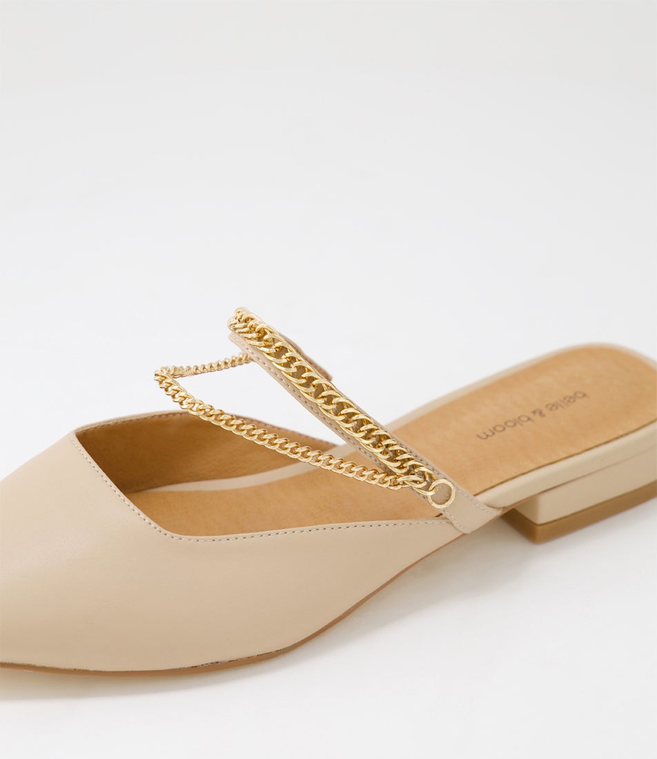 On The Go Flat Sand Leather Flat Shoes