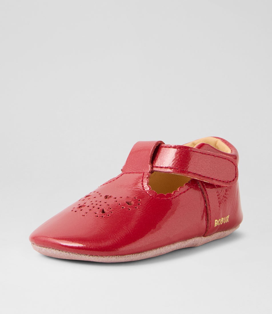Ss Flutterheart Infant Raspberry Patent Leather Flat Shoes