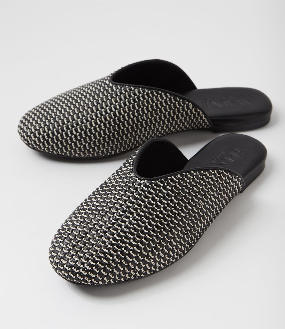 Shana Black Multi Raffia Mules