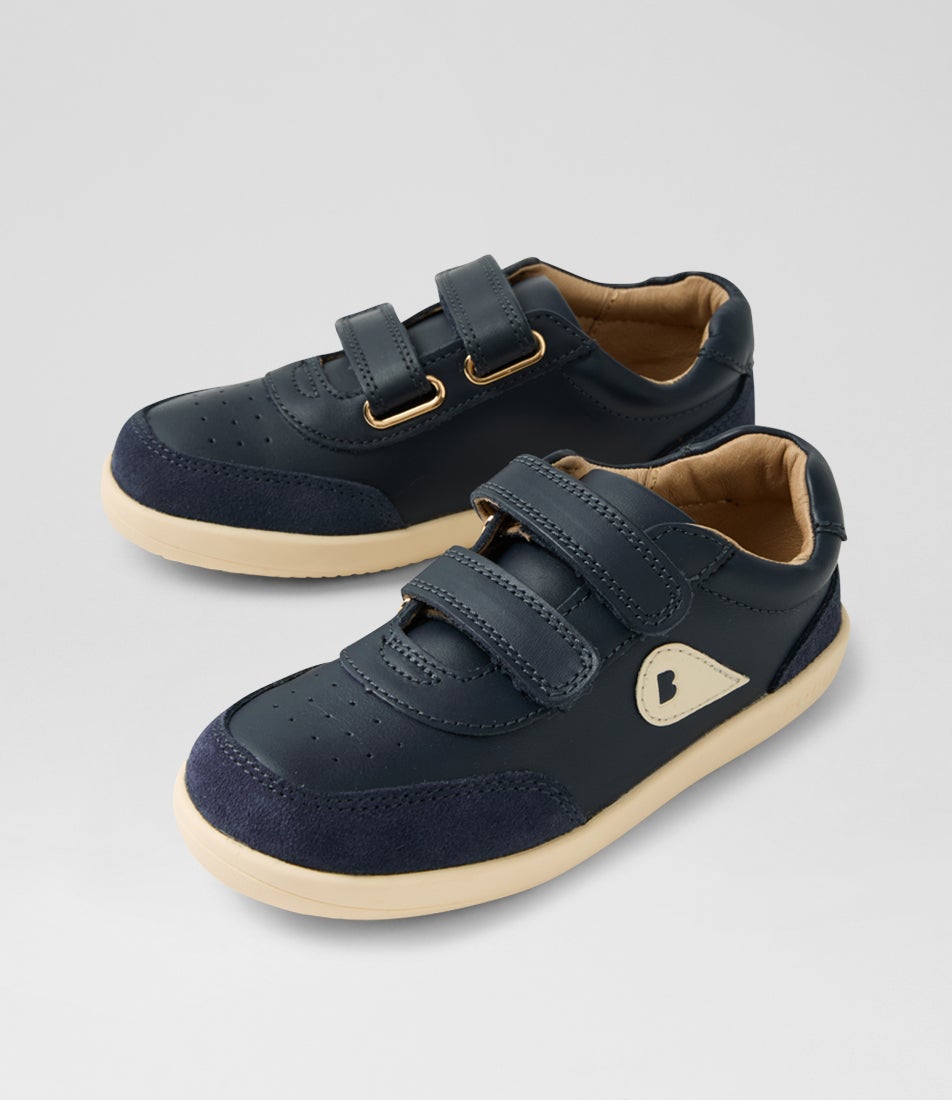 Kp Champ Junior Navy Leather Flat Shoes