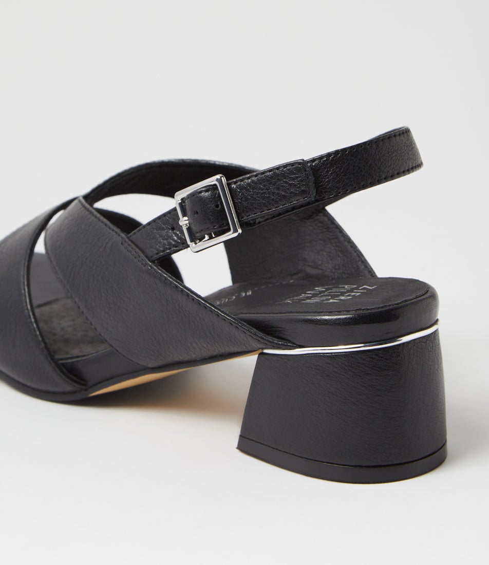 Carlen W Black Leather Sandals