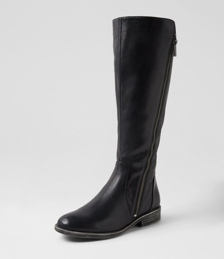 Malachi Black Leather Knee High Boots