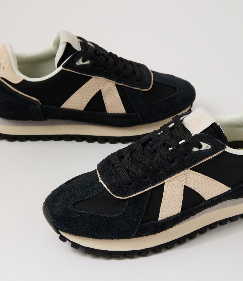 Gate Black Snake Gold Suede Nylon Sneakers