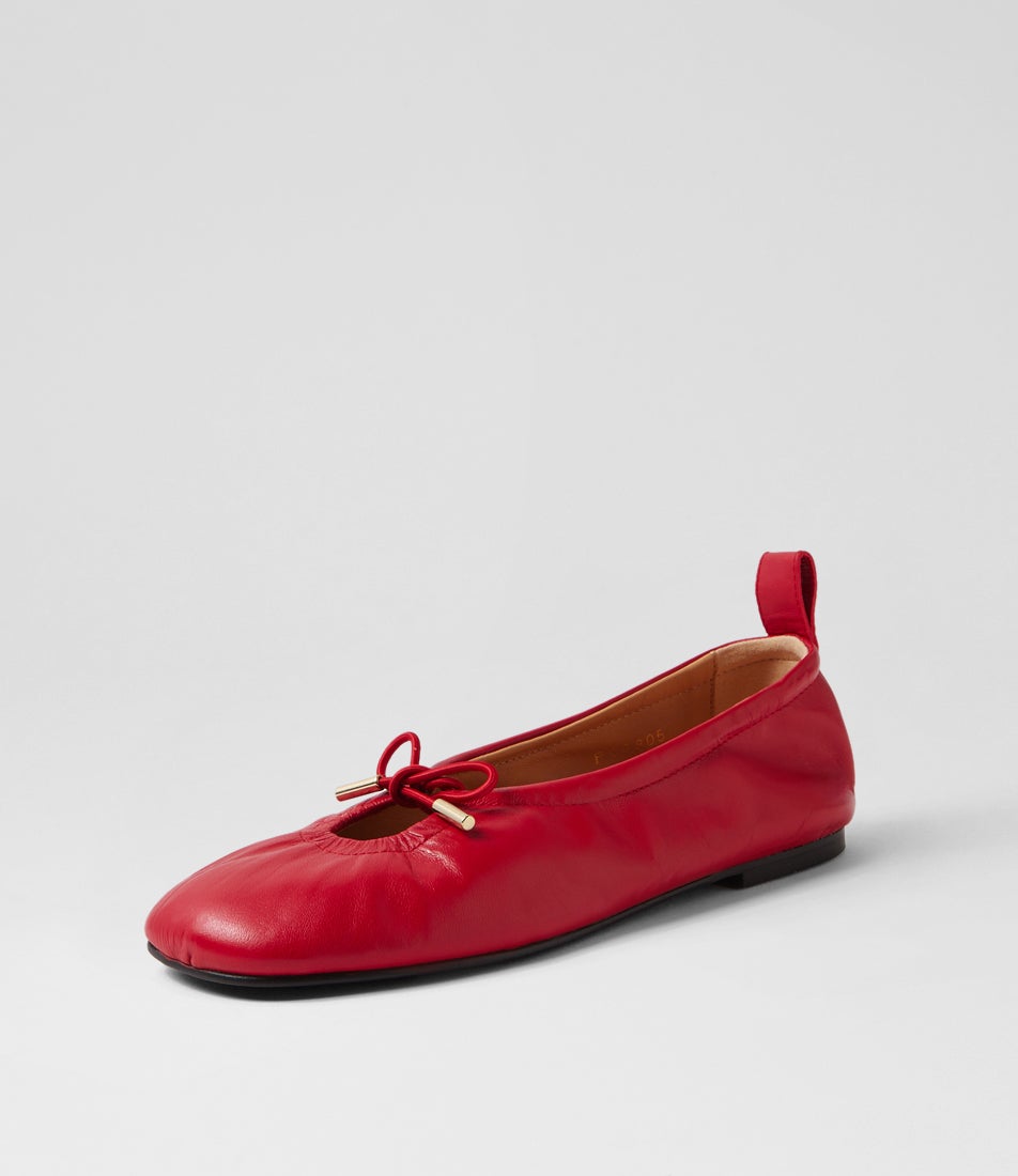 Rosalind Red Leather Ballet Flats