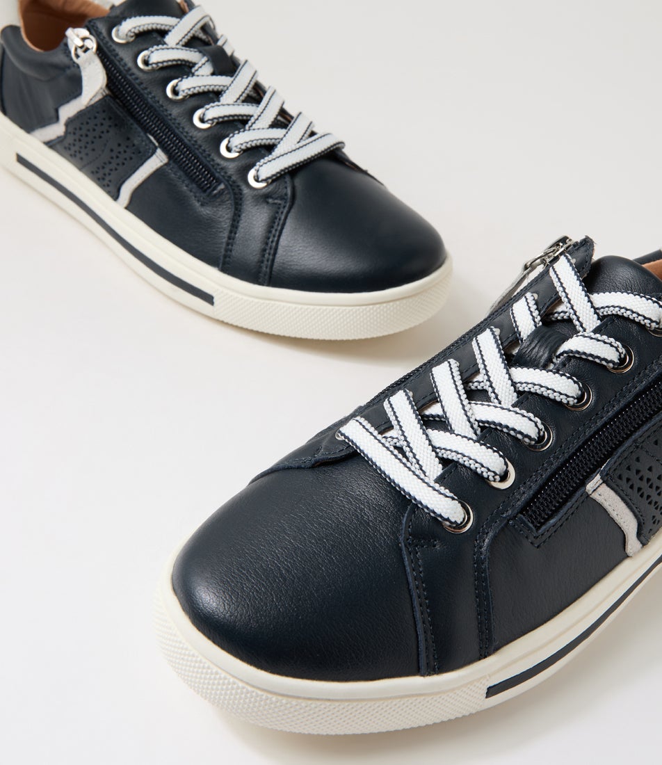 Emillio Navy Silver Leather Sneakers