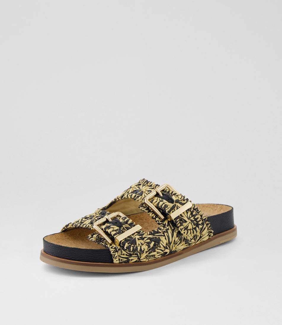 Quipp Black Natural Fabric Slides