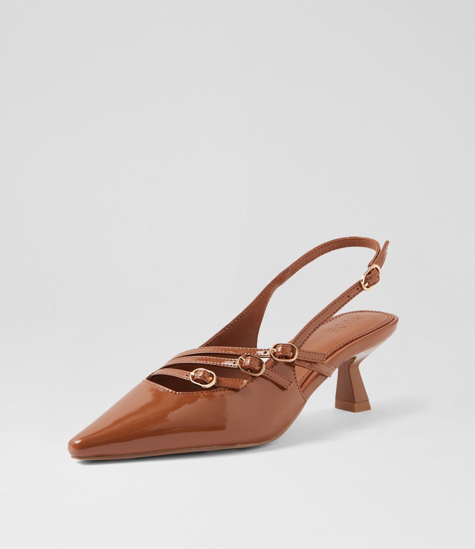 Kiara Caramel Patent Leather Pump Heels