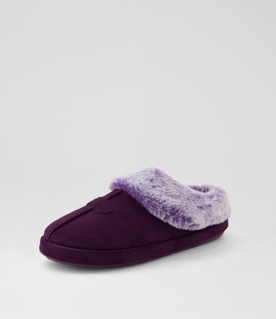 Snuggo Purple Microsuede Slippers