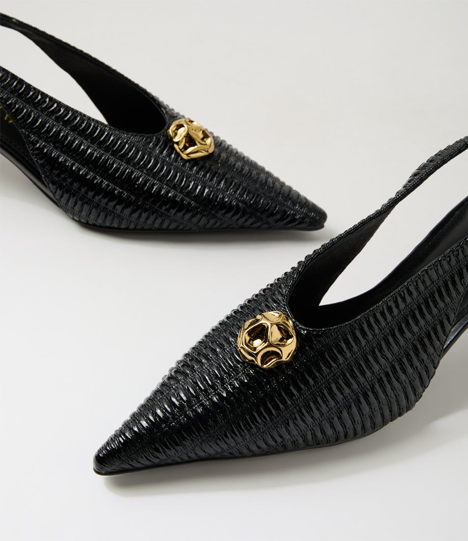 Nuanced Black Leather Heels