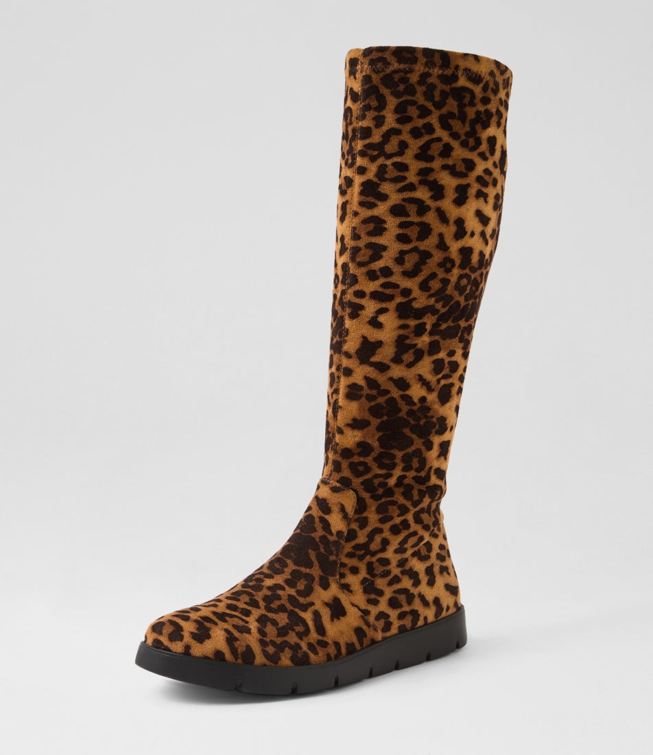 Mattei W Leopard Stretch Microsuede Knee High Boots