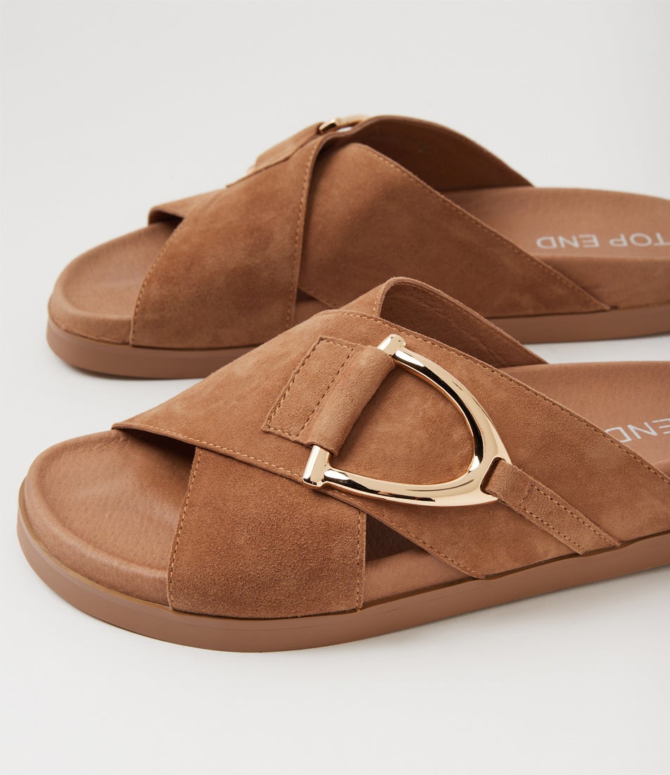 Roule Light Choc Suede Slides